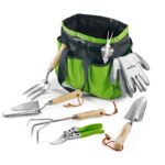JUEGO HERRAMIENTAS JARDIN 7 PIEZAS (BOLSO VERDE)