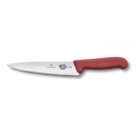 CUCHILLO COCINA, MEDIO GOLPE, MANGO FIBROX ROJO, 19CM