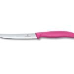 CUCHILLO VERDURA, DENT, PTA REDONDA, NYLON ROSADO, 11CM