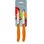 CUCHILLO VERDURA, 2U, DENTADO+LISO, NYLON NARANJ, 10CM, (B)