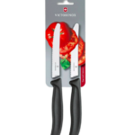 CUCHILLO VERDURA, 2U, DENTADO+LISO, NYLON NEGRO, 10CM, (B)