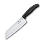 CUCHILLO SANTOKU, HOJA ALVEOLADA, NYLON NEGRO 17CM, (B)