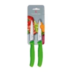 CUCHILLO VERDURA, 2U, DENTADO+LISO, NYLON VERDE, 10CM, (B)