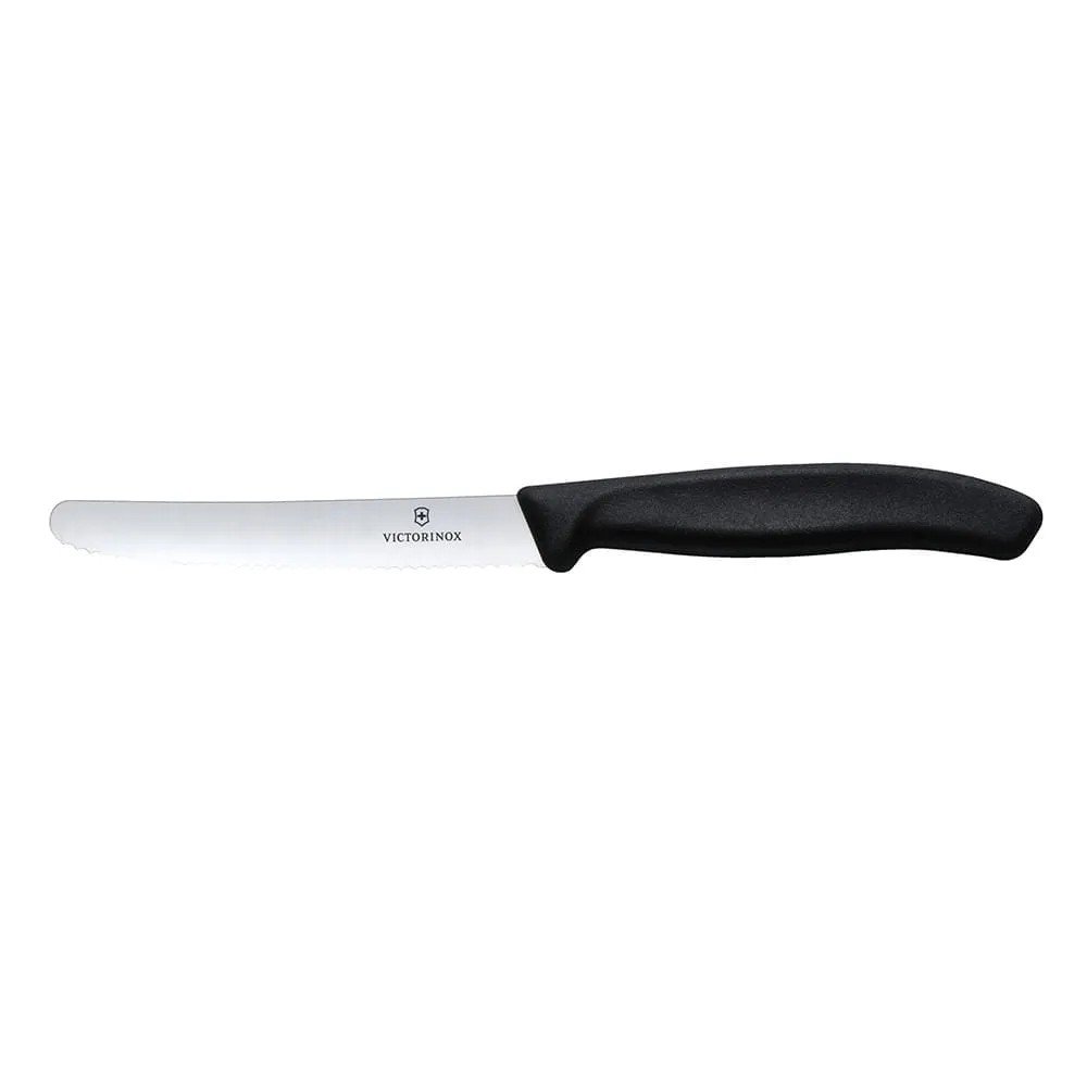 Cuchillo verdura 6.7833 dentado punta redonda negro 11cms victorinox