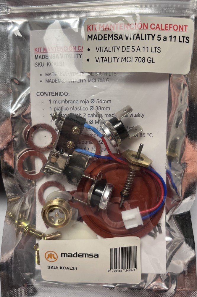 Kit de mantencion para calefont mademsa vitality 5 a 11 lts