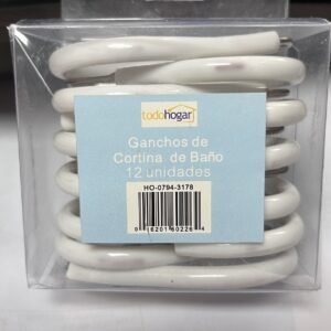Ganchos cortina set 12pcs blancos metalicos plastificados