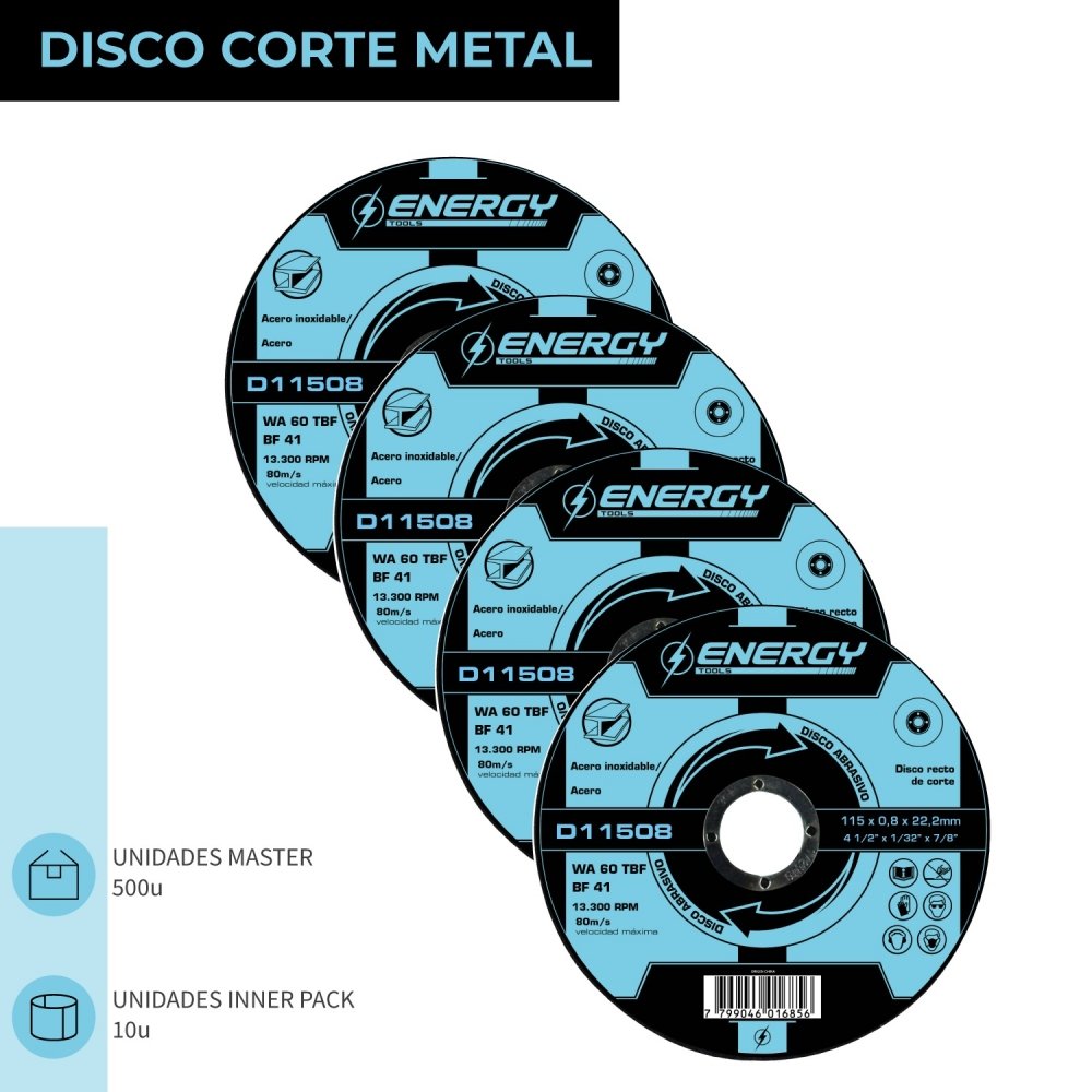 DISCO CORTE METAL 4 1/2' X 0.8MM D11508 ENERGY (PACK 25) - Imagen 2