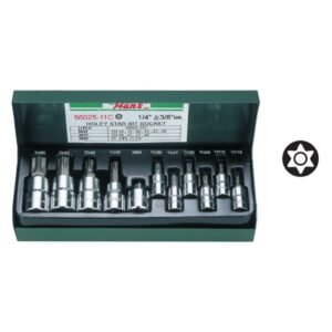 Jgo dado hans torx tamper 1/4dr 6pcs – 3/8dr 4pcs c/adapt. # 56025-11c 11 pzs (of) hans