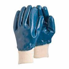 Guantes nitrilo reforzado puño tejido azul