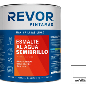 Esmalte agua 1/4 gal blanco semibrillo pintamax revor