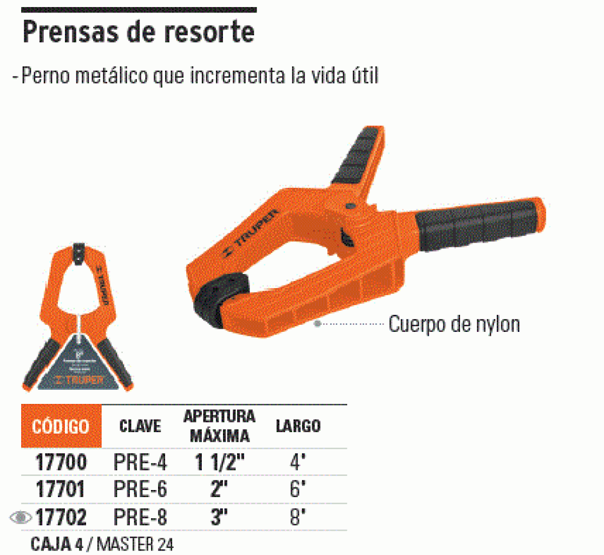 Prensa tipo pinza 4′ 17700 truper