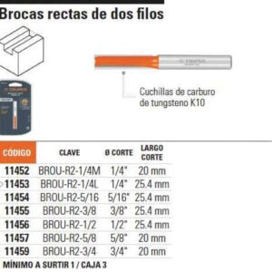 Fresa 11454 recta 5/16’x1′ truper