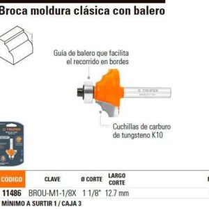 Fresa 11486 moldura clasica 1 1/8’x1/2′ truper