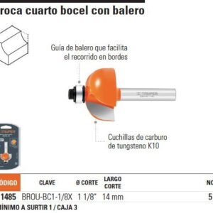 Fresa 11485 cuarto bocel 1 1/8’x9/16′ truper