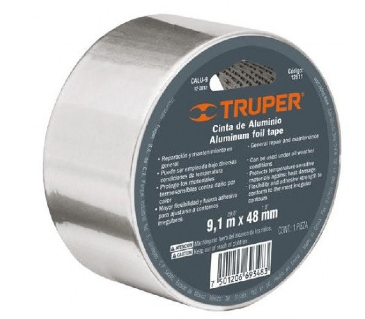Cinta aluminio termica 9mtsx48mm truper