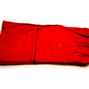 Guantes cuero soldador largo rojo/negro c/forro