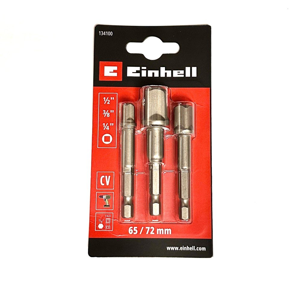 Adaptador punta dados (3) 1/4′, 3/8′, 1/2′ einhell