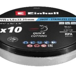 Disco corte 4 1/2′ 1mm inox lata 10 un einhell