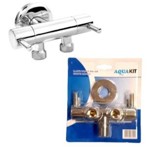 Llave angular 1/2-1/2-1/2 he doble salida independiente