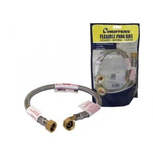 Flexible gas 1/2-1/2 hi-hi 60 cms con codo certificado