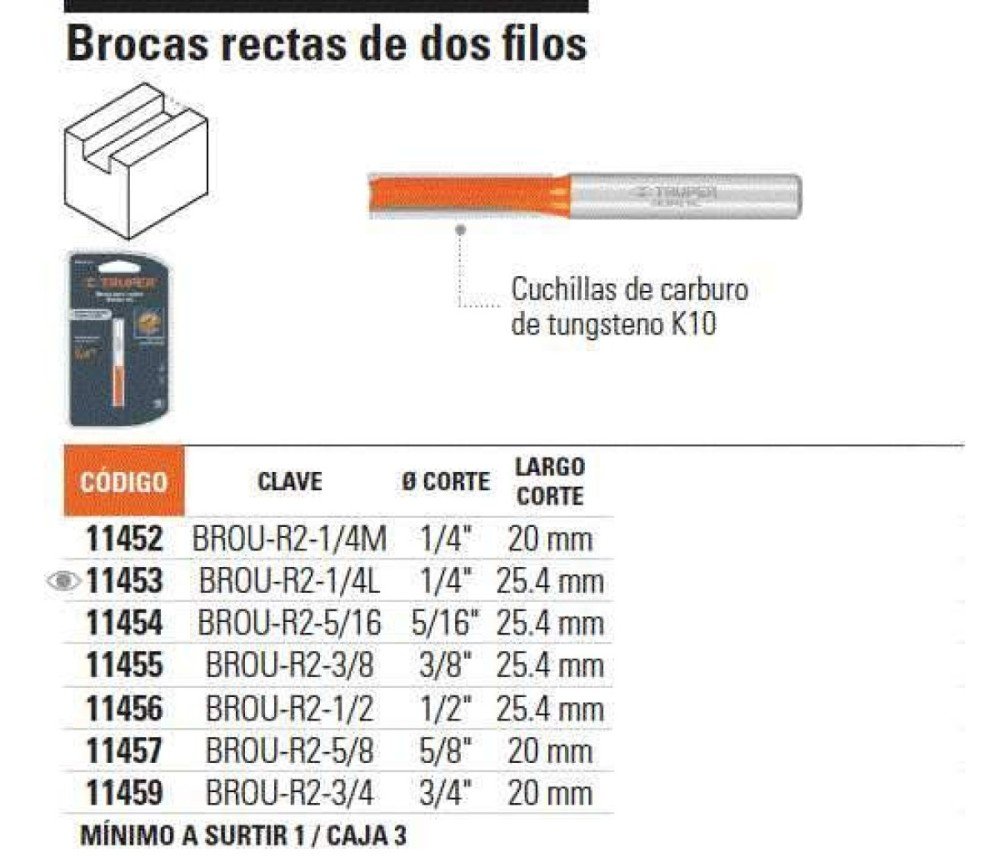 FRESA 11453 RECTA 1/4'X1' TRUPER - Imagen 2
