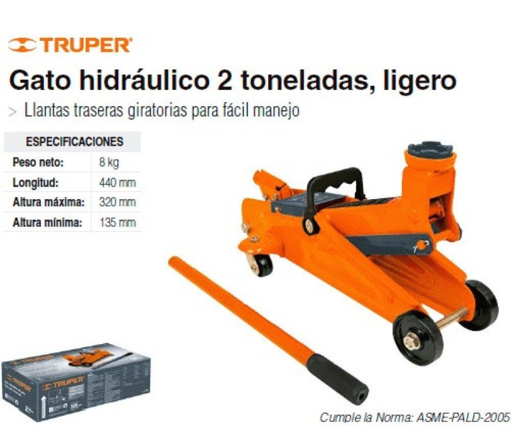 GATA HIDRAULICA CAIMAN 2 TONELADAS CAJA CARTON 14944 TRUPER - Imagen 2