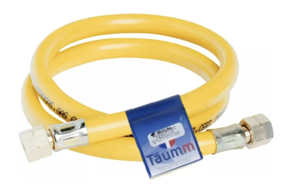 FLEXIBLE GAS ESTUFA 3/8' HI-IZQ X 3/8' HI-IZQ AMARILLO 100 CMS CERTIFICADO TAUMM