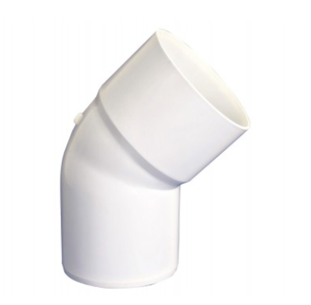 Codo canal pvc macho / hembra blanco 75 mm x 45°