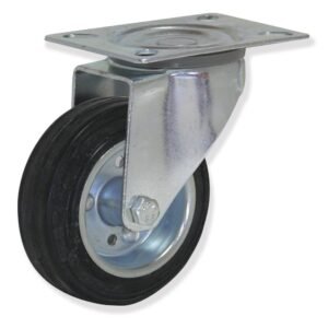 Rueda goma gris c/base s/freno giratoria 3′