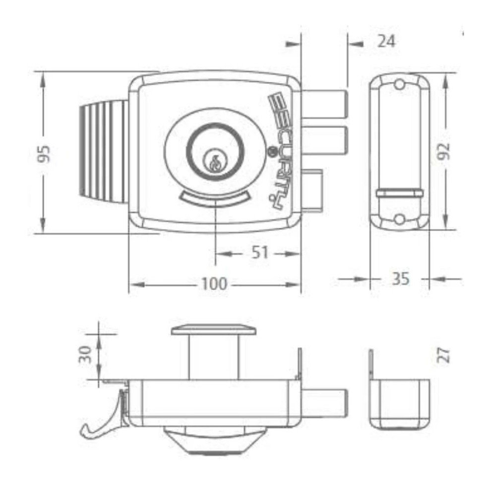 CERRADURA SOBREPONER SECURITY PRO CI-30 C/CAJA POLI - Imagen 2