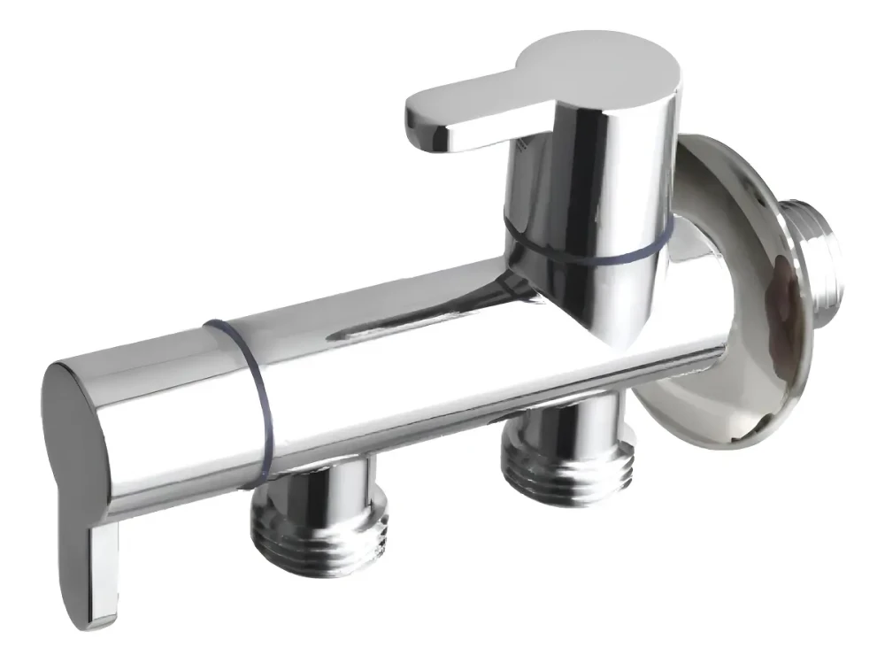 LLAVE ANGULAR 1/2-1/2-1/2 HE DOBLE SALIDA INDEPENDIENTE