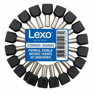 FERRULE DOBLE NEGRO 16AWG BOLSA 20 UN LEXO