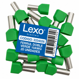 FERRUL DOBLE VERDE 10AWG BOLSA 20UN LEXO